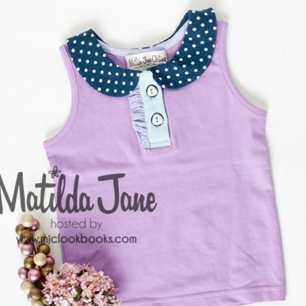 Matilda Jane | Pleasentville Statement Collar Polka Dots Purple Tank Top Preppy